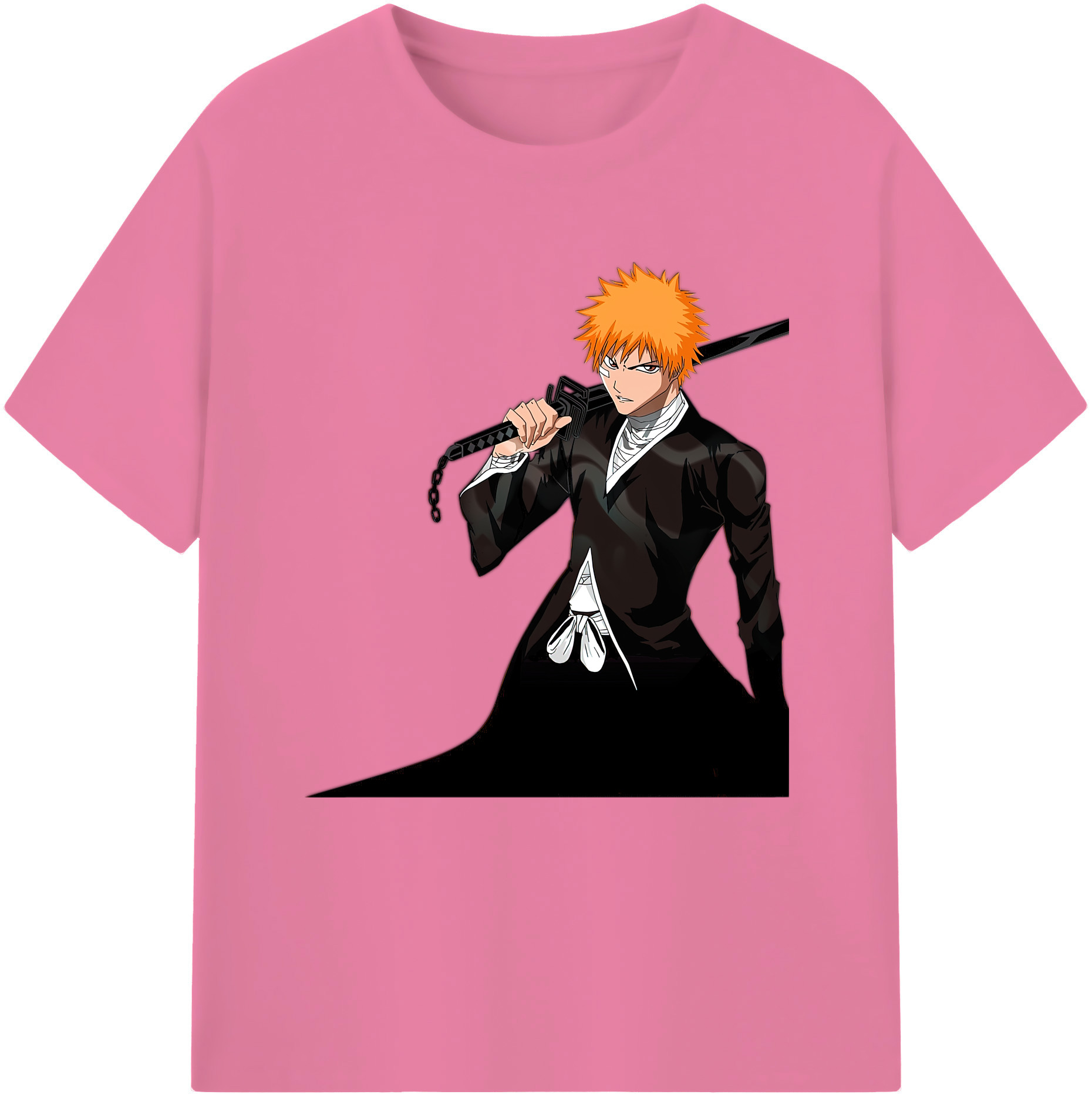 （画像用） ブリーチ 黒崎一護（くろさき いちご）BLEACH Kurosaki Ichigo 綿100％半袖Tシャツ（フロントプリント）